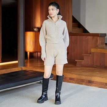 ニット/セーター mediam  2way zip knit Amazon | [アルシーヴ] 2WAY ZIPパフスリ畦ニット ORANGE M